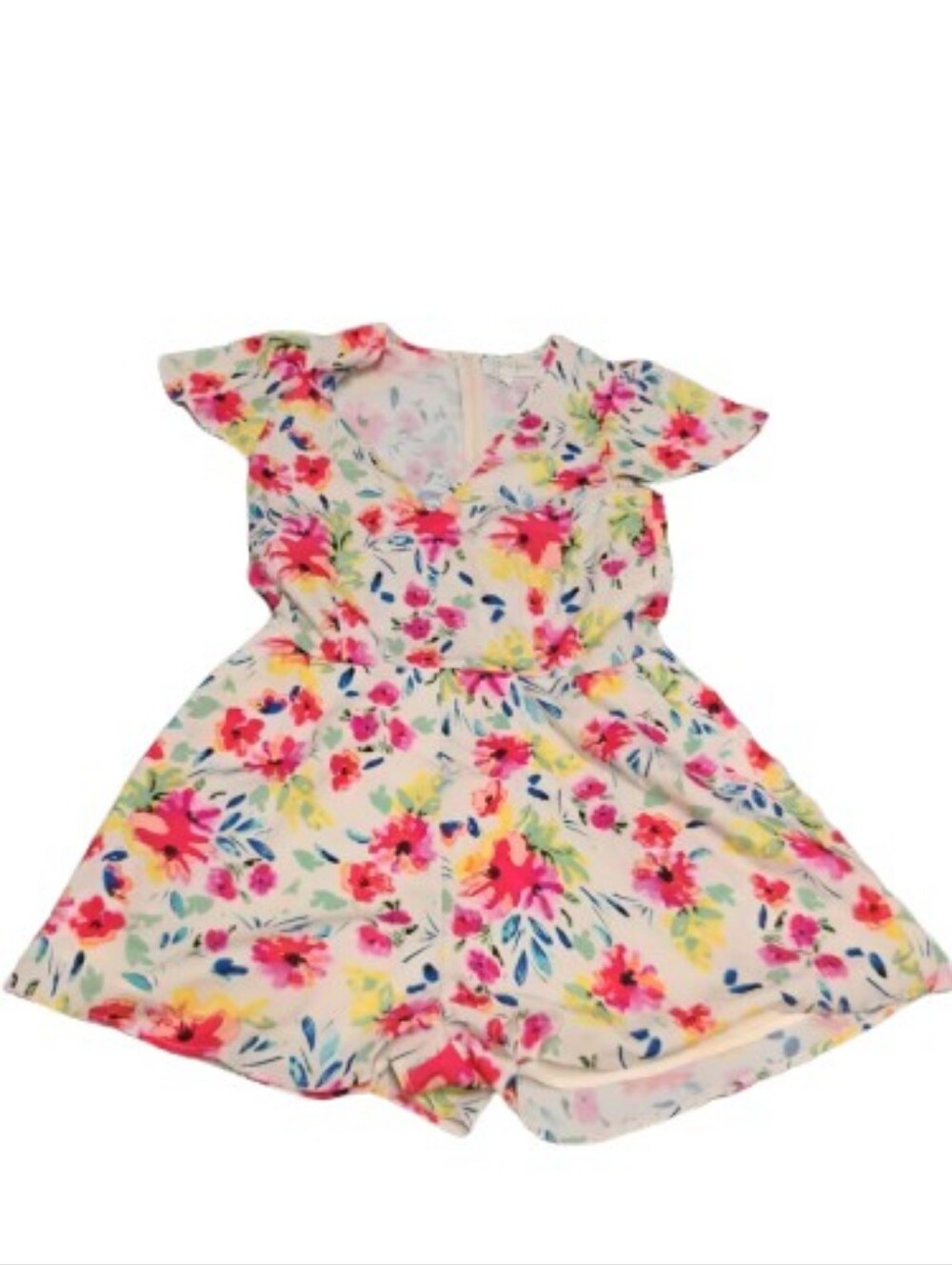Yumi Kim Floral Flutter Sleeve Romper Sz XS